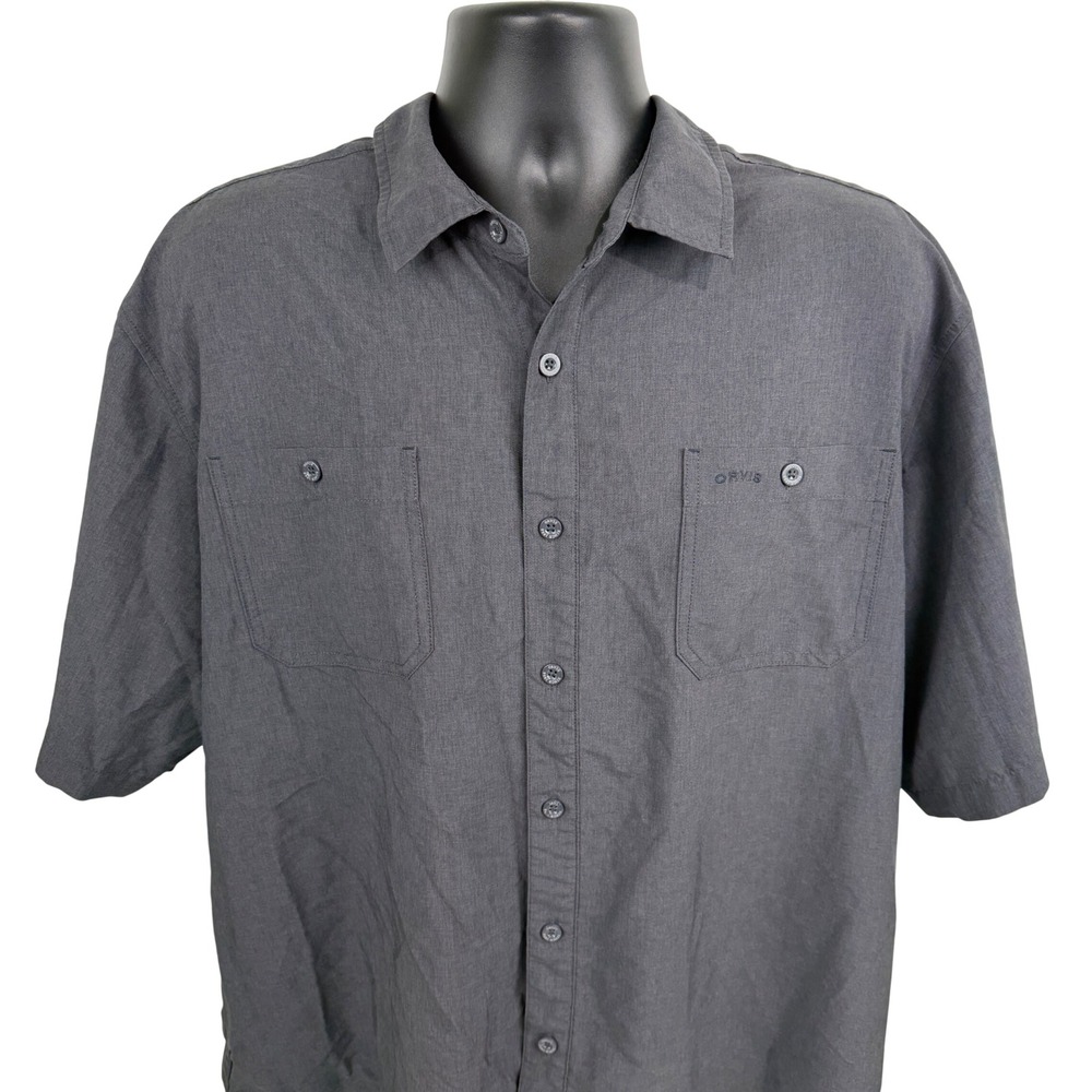 Orvis Classic‎ Collection Mens XXL Charcoal Gray Short Sleeve Button Down Shirt
